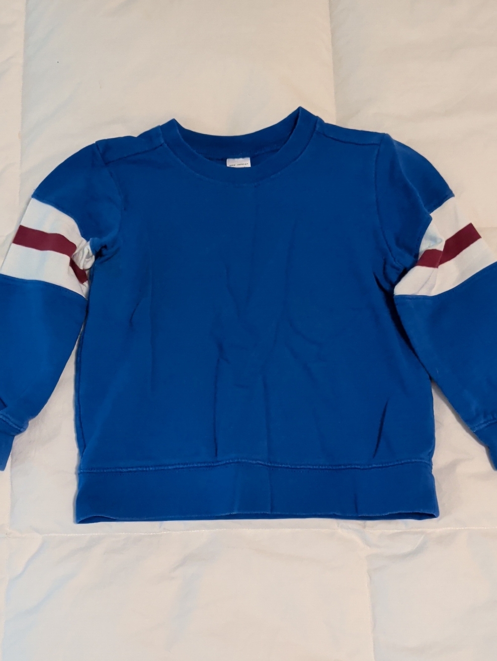 Carter's Royal Blue Kids Sweatshirt with White and Maroon Sleeve Stripes